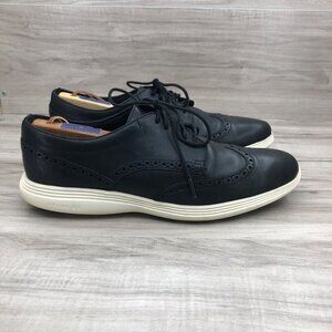 Cole Haan Shoes Mens 10.5M Grand Tour Grand OS Black Wingtip Leather Derby